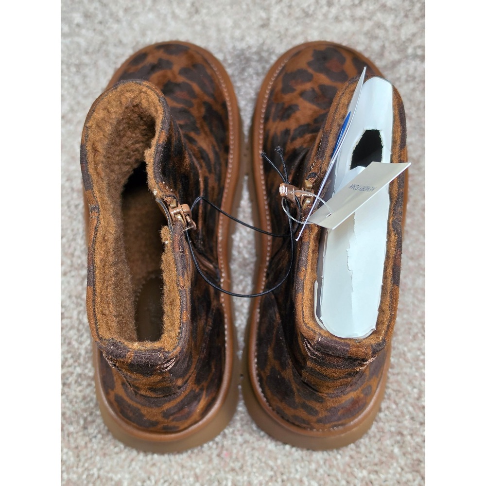 Universal Thread May Leopard Print Ankle Boots Brown Side Zip Memory Foam Size 7 - Picture 5 of 6